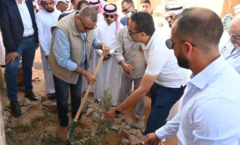 محافظ جنوب سيناء يتفقد مشروعات التنمية الزراعية البيئية في نويبع ويزرع شجرة زيتون رمزًا للسلام